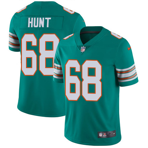 Nike Dolphins #68 Robert Hunt Aqua Green Alternate Youth Stitched NFL Vapor Untouchable Limited Jersey